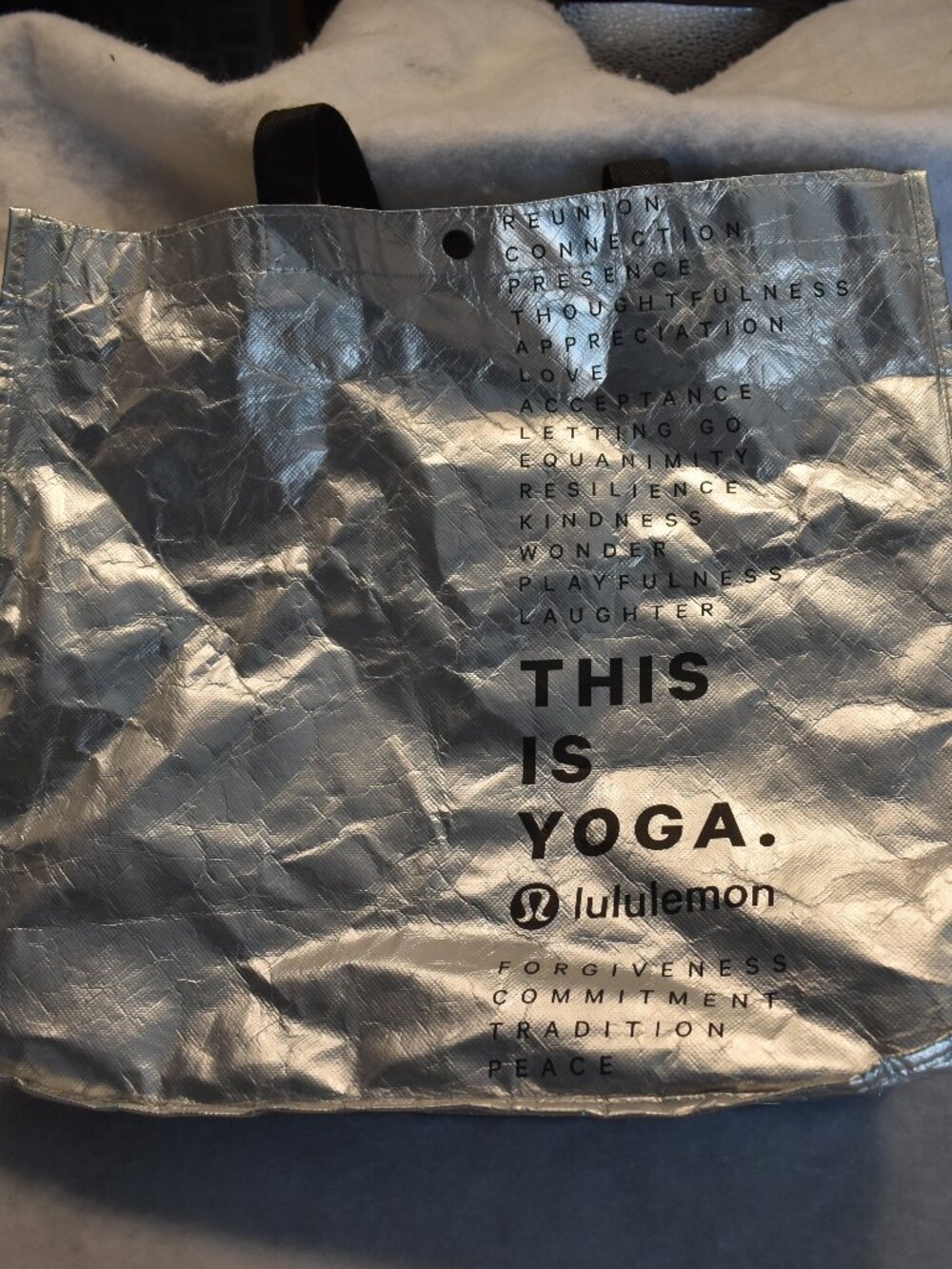 Lululemon Large Tote Bag Silver Gray Snap Close